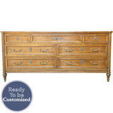 71" Unfinished 3 Drawer Henredon Vintage Dresser #08795