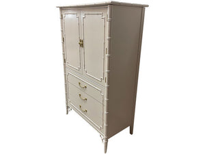 40" Finished Pointe Satin 2 Door 3 Drawer Thomasville Vintage Bamboo Style Cabinet #08286