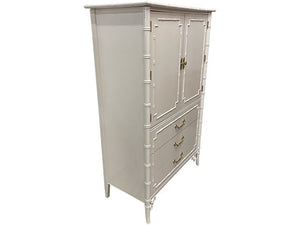 40" Finished Pointe Satin 2 Door 3 Drawer Thomasville Vintage Bamboo Style Cabinet #08286