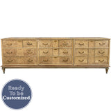 96" Unfinished 9 Drawer Vintage Dresser #08774