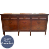 72" Unfinished 9 Drawer Vintage Dresser #08830