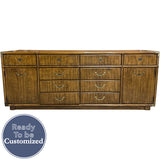 77" Unfinished 2 Door 10 Drawer Drexel Vintage Buffet #08795