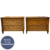 34.75" Unfinished 2 Drawer Baker Furniture Vintage Side Table Set of 2 #08776