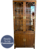 38" Unfinished 4 Door Vintage Bamboo Style Hutch #08792