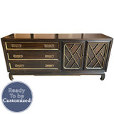 68" Unfinished 2 Door 3 Drawer Vintage Buffet #08822