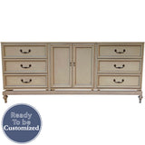 90" Unfinished 2 Door 6 Drawer Vintage Buffet #08791