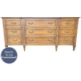 70" Unfinished 9 Drawer Vintage Dresser #08721