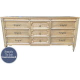 66" Unfinished 9 Drawer American Of Martinsville Vintage Dresser #08723