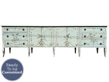 Load image into Gallery viewer, 120&quot; Unfinished 6 Drawer 4 Door Patina Vintage Buffet #08473
