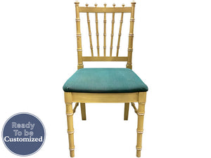 18.5" Unfinished Vintage Single Bamboo Style Chair + Fabric #08401