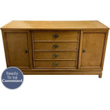 62" Unfinished 4 Drawer 2 Door American Of Martinsville Vintage Buffet #08595