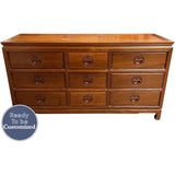 60" Unfinished 9 Drawer Vintage Dresser #08598