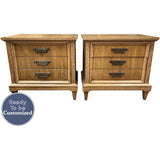 26" Unfinished 3 Drawer Thomasville Vintage Nightstand Set Of 2 #08180