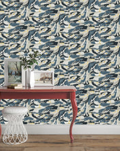 Load image into Gallery viewer, Reflection - Navy with Yellow Wallpaper SAMPLE
