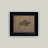 Buffalo in a Sandstorm Framed Antique Art
