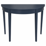 Hamilton Blue finished vintage demilune table #07066, corrected front view