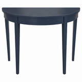 Hamilton Blue finished vintage demilune table #07066, corrected front view