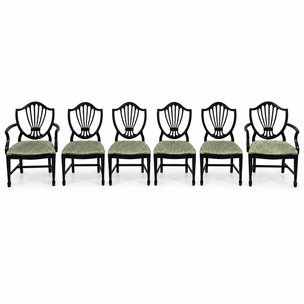 07602 vintage shield back chair set of 6 — Black