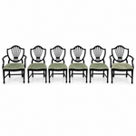 07602 vintage shield back chair set of 6 — Black