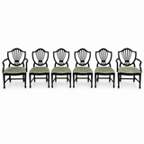 07602 vintage shield back chair set of 6 — Black