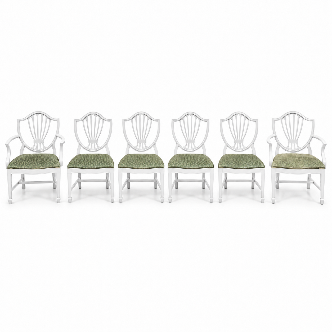 07602 vintage shield back chair set of 6 — White