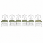 07602 vintage shield back chair set of 6 — White