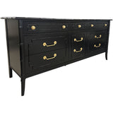65.5" Finished Black Satin 9 Drawer Thomasville Vintage Bamboo Style Dresser #08543