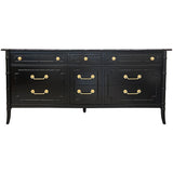65.5" Finished Black Satin 9 Drawer Thomasville Vintage Bamboo Style Dresser #08543