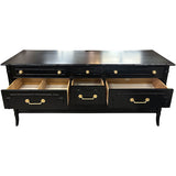 65.5" Finished Black Satin 9 Drawer Thomasville Vintage Bamboo Style Dresser #08543