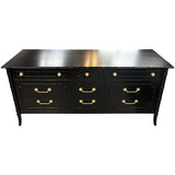 65.5" Finished Black Satin 9 Drawer Thomasville Vintage Bamboo Style Dresser #08543