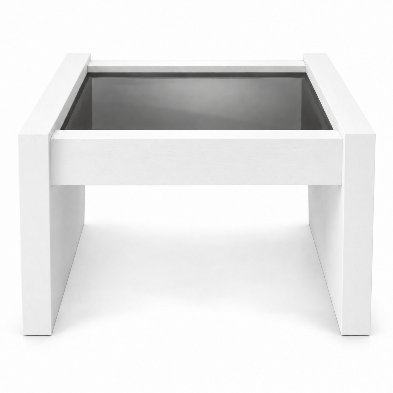 Vintage coffee table #08715 — White preview; original smoked glass preserved