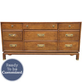 66" Unfinished 9 Drawer Vintage Dresser #08774