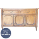 52" Unfinished 3 Door 2 Drawer American Of Martinsville Vintage Buffet #08787