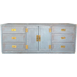 72" Unfinished 2 Door 6 Drawer Vintage Buffet #08789