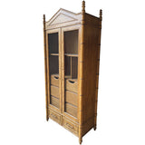 37" Unfinished 2 Door 2 Drawer Century Vintage Bamboo Style Hutch #08809