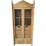 37" Unfinished 2 Door 2 Drawer Century Vintage Bamboo Style Hutch #08809