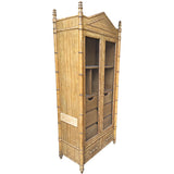 37" Unfinished 2 Door 2 Drawer Century Vintage Bamboo Style Hutch #08809