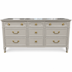 Finished Framed high-gloss Drexel dresser 08945 — color-corrected front