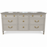 Finished Framed high-gloss Drexel dresser 08945 — color-corrected front