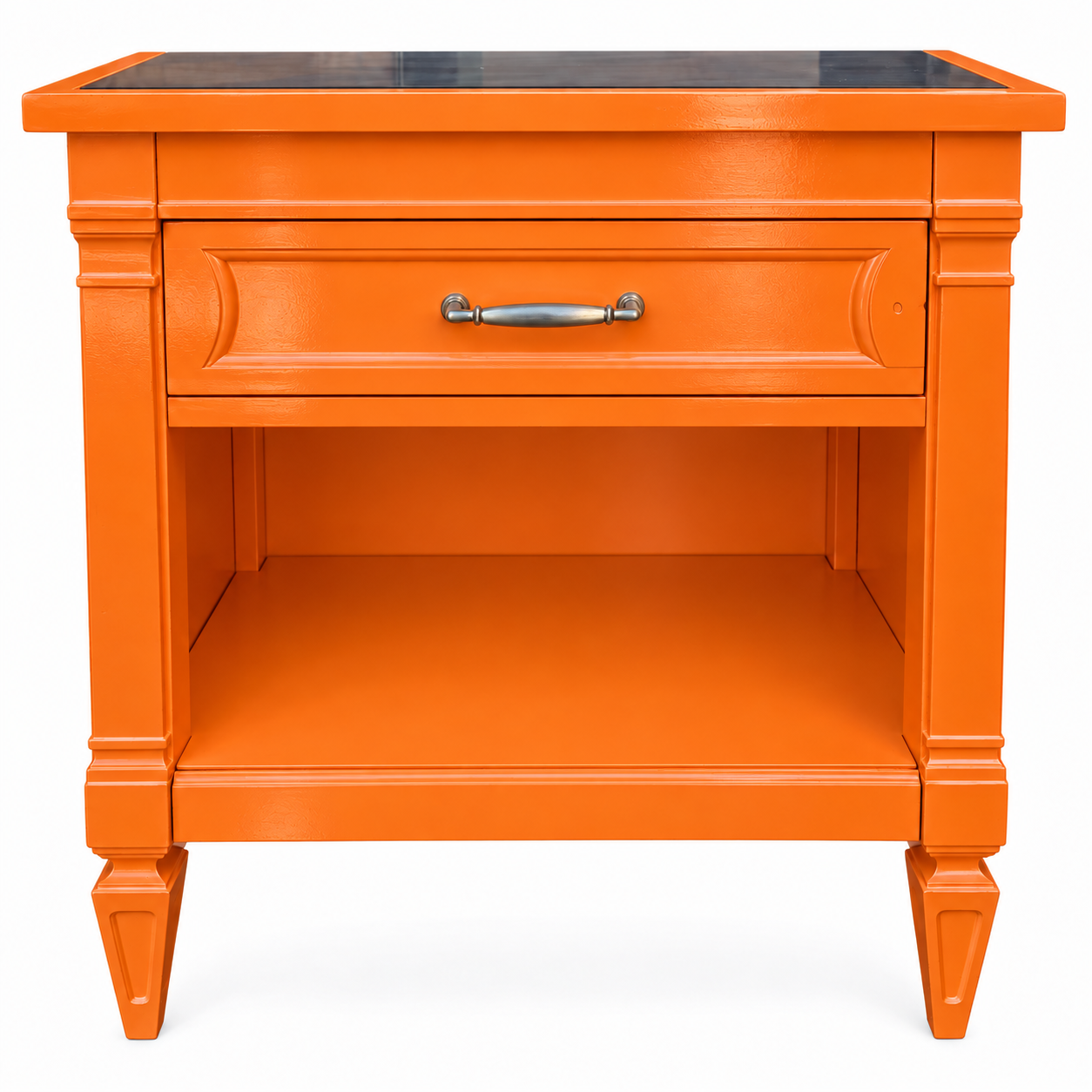 Vintage single nightstand #08983 — electric-orange