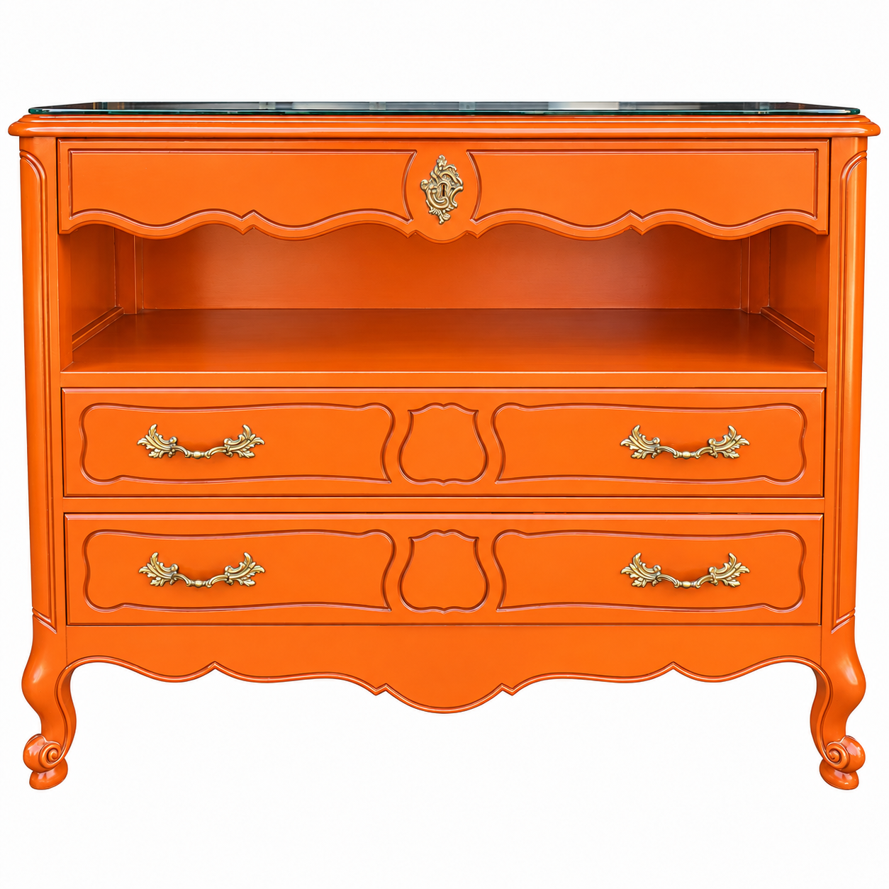 Drexel vintage dresser #08985 — electric-orange