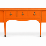 Vintage console table #08998 — electric orange