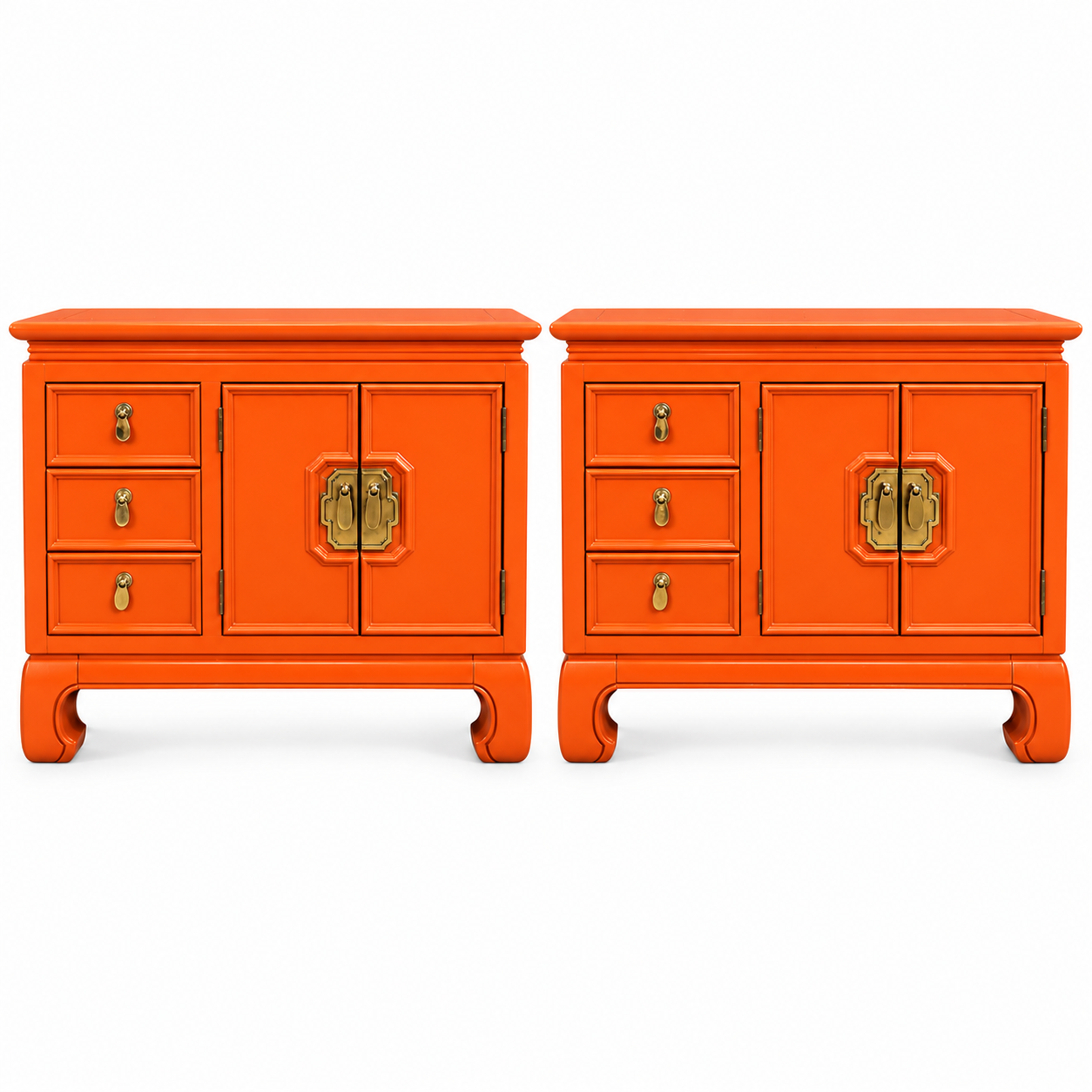 Thomasville vintage nightstand set of 2 #08999 — electric orange