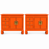 Thomasville vintage nightstand set of 2 #08999 — electric orange