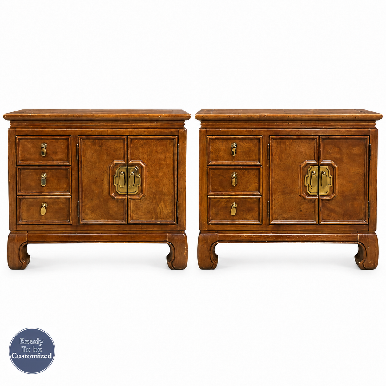 Thomasville vintage nightstand set of 2 #08999 — straight on badge