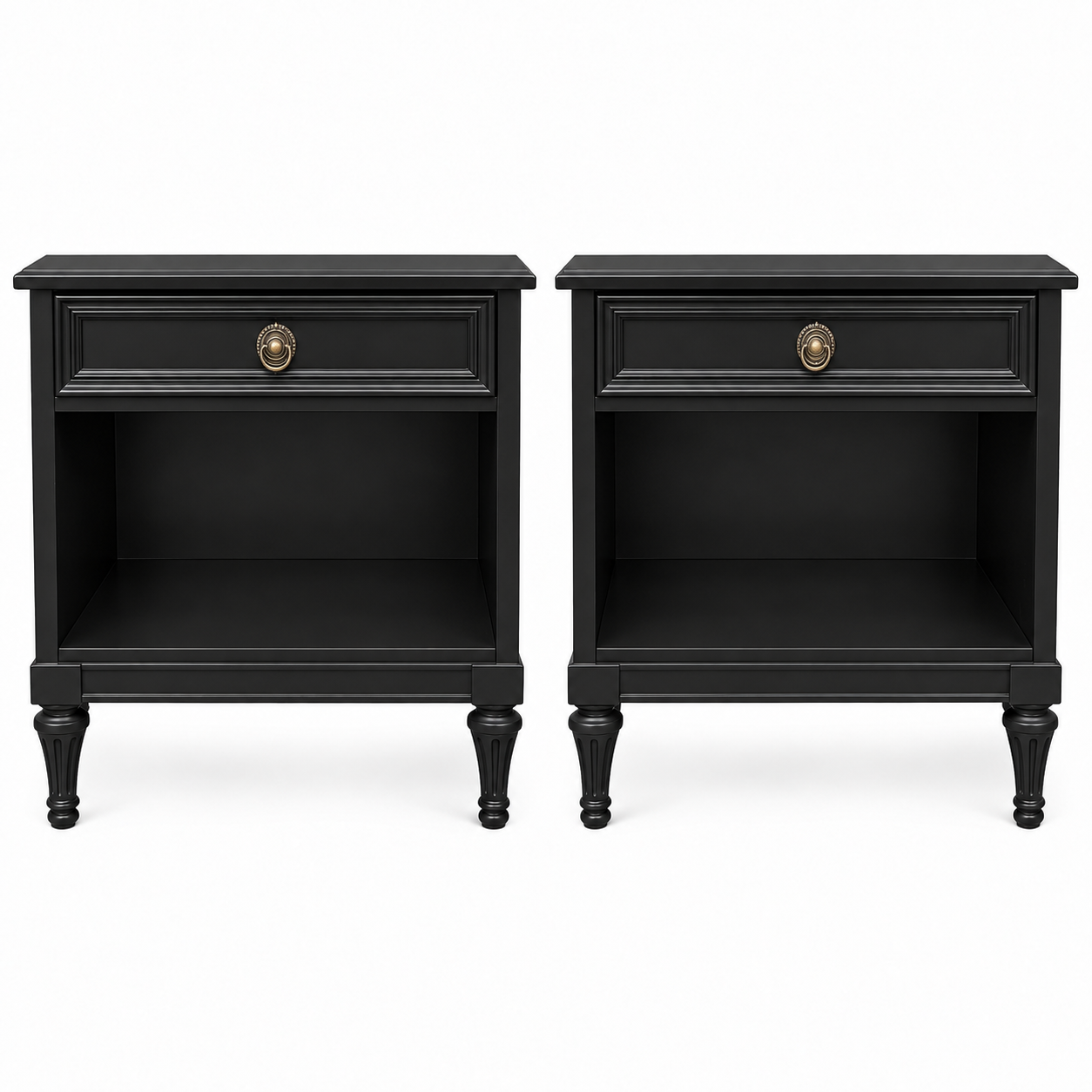 Henredon vintage nightstand set of 2 #09008 — black