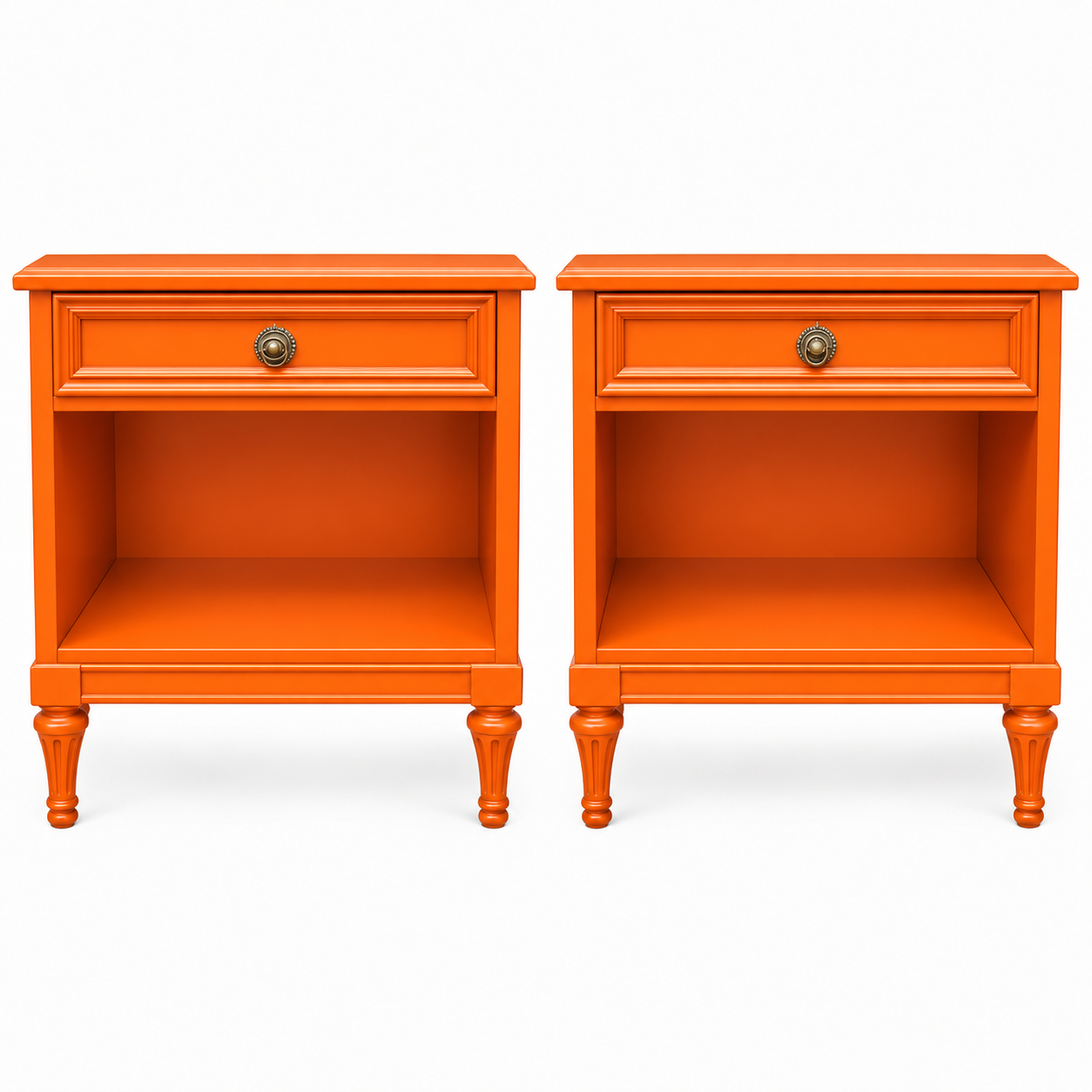 Henredon vintage nightstand set of 2 #09008 — electric orange