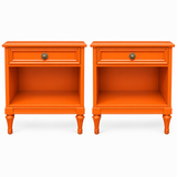Henredon vintage nightstand set of 2 #09008 — electric orange