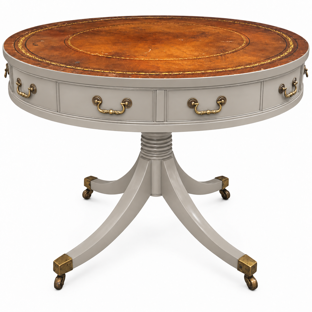 Vintage drum table #09009 — framed