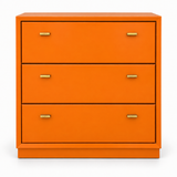 SKU 09014 Drexel three drawer chest Electric Orange